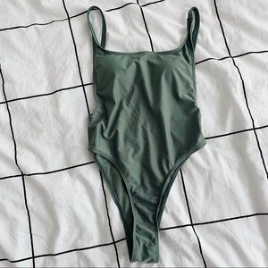 Low Back Seafoam Green One Piece Swimsuit